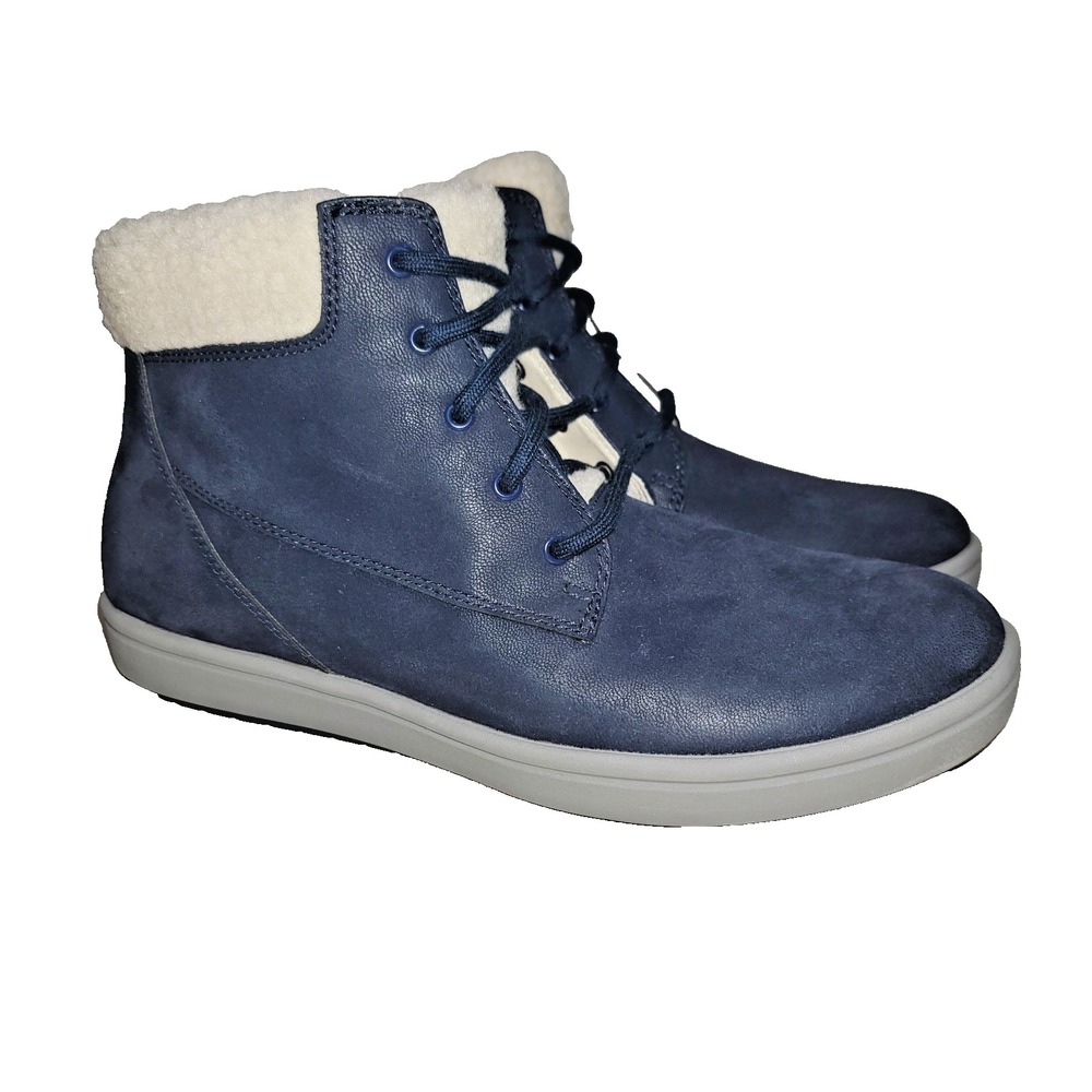 Cloudsteppers By Clarks Boots Step Flow Jay Faux Lined Zip Lace Up Navy Blue 9 M
